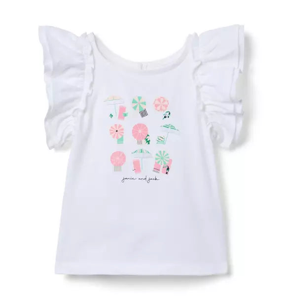 Beach Umbrella Ruffle Sleeve Tee