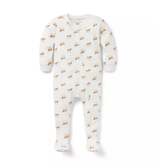 Baby Good Night Footed Pajama In Rocking Horse