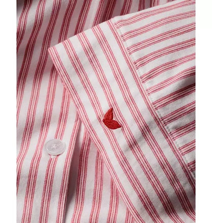 Women's Olivia Wide Leg Pima Pajama Set in Antique Red Ticking