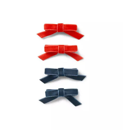 Velvet Bow Barrette Set