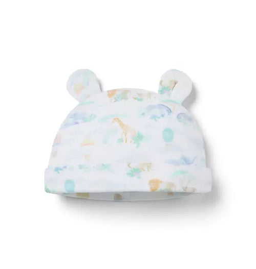 Baby Animal Friends Toile Bear Ear Beanie