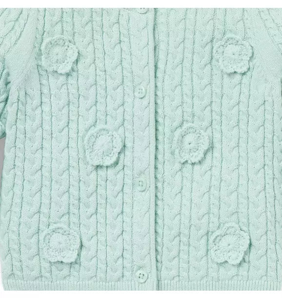 Baby Flower Cable Knit Cardigan