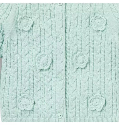 Baby Flower Cable Knit Cardigan
