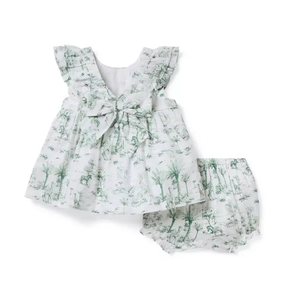 Baby Safari Toile Ruffle Matching Set