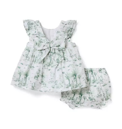 Baby Safari Toile Ruffle Matching Set