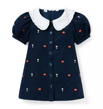 Peanuts Snoopy Embroidered Corduroy Dress