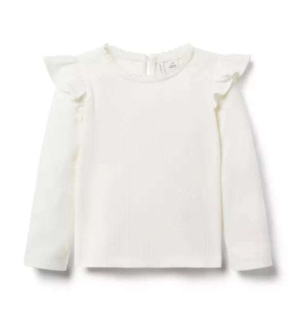 Ribbed Ruffle Shoulder Top