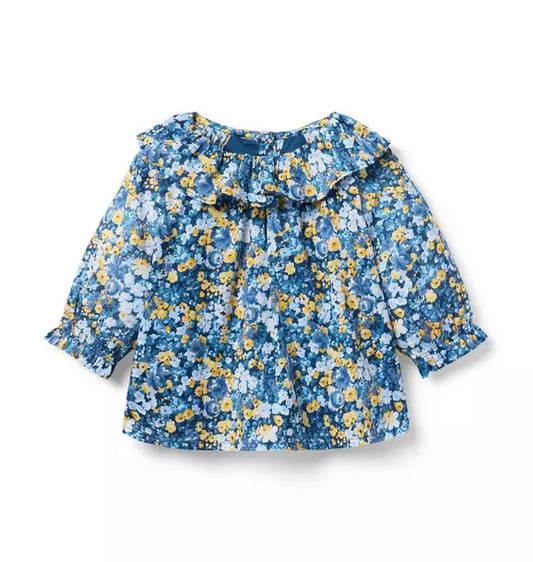 Floral Ruffle Collar Top