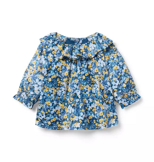 Floral Ruffle Collar Top