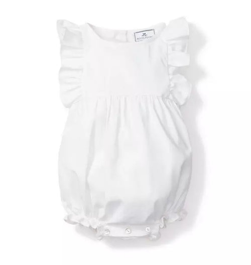 Baby's White Twill Ruffled Romper