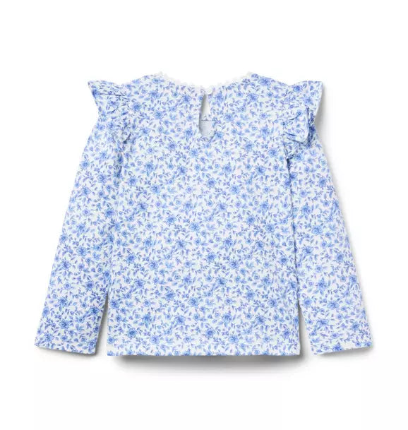 Ditsy Floral Ruffle Shoulder Top