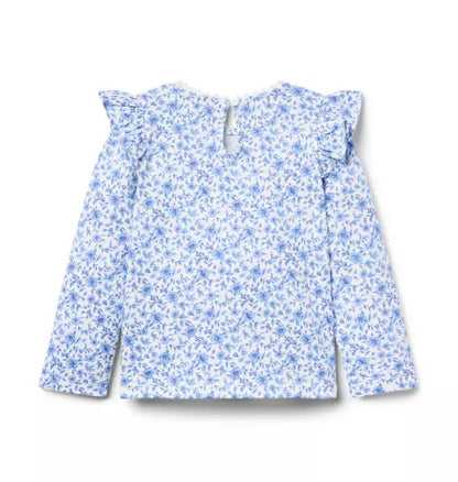 Ditsy Floral Ruffle Shoulder Top