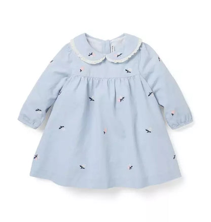 Baby Embroidered Floral Corduroy Dress