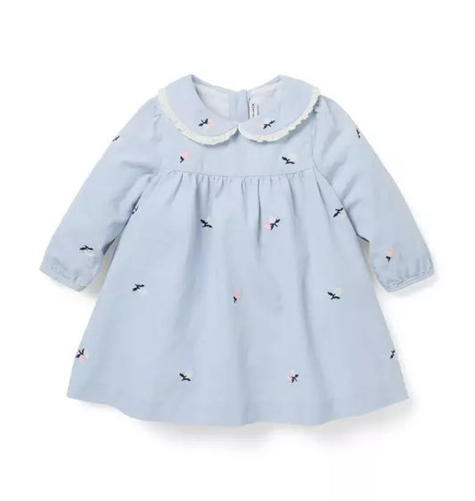 Baby Embroidered Floral Corduroy Dress