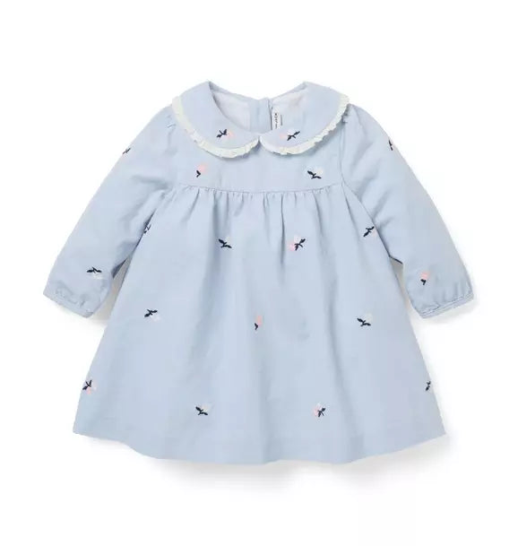 Baby Embroidered Floral Corduroy Dress