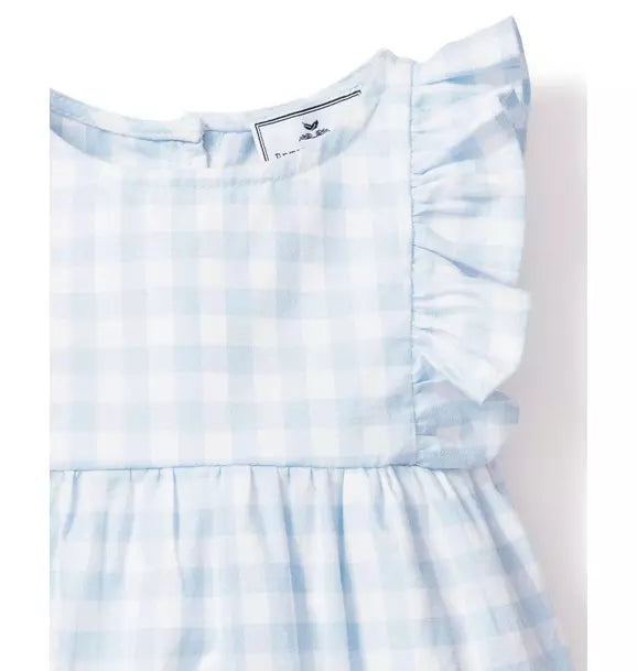 Light Blue Gingham Ruffled Romper