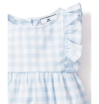Light Blue Gingham Ruffled Romper