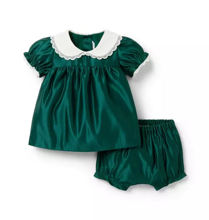 The Satin Collared Matching Baby Set