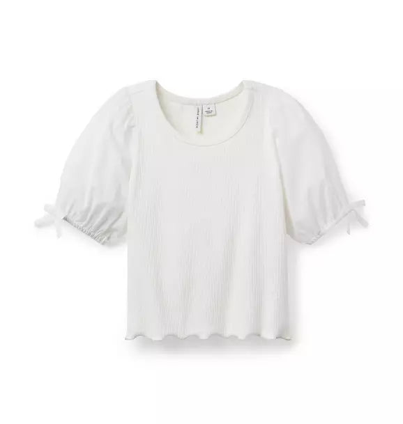 Ribbed Puff Sleeve Top