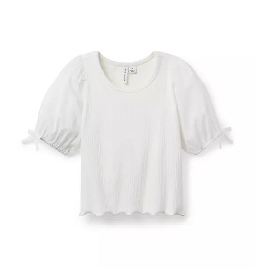 Ribbed Puff Sleeve Top