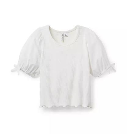 Ribbed Puff Sleeve Top