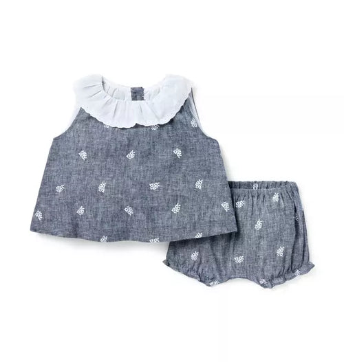 Baby Floral Linen-Cotton Matching Set