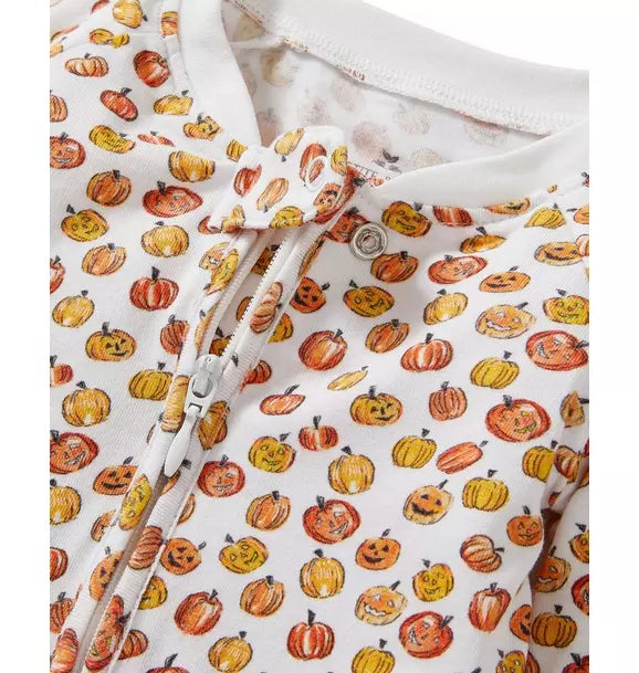 Baby's Pima Peekaboo Romper in Pumpkin Patch