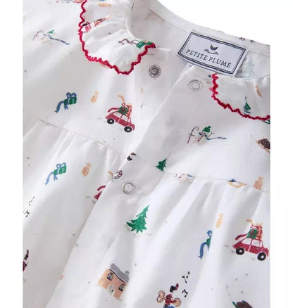 Baby's Twill Madeline Romper in Holiday Town