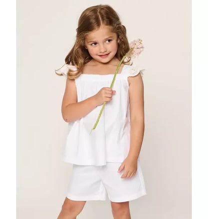 Girl's Twill Clara Short Set in White
