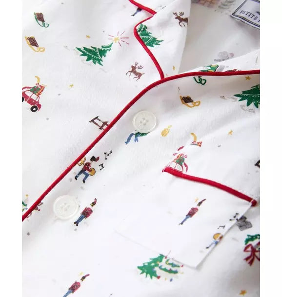 Kid's Twill Pajama Set in Holiday Town