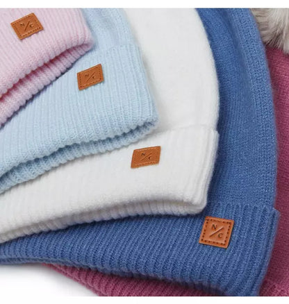 Ballerina Pink Knit Winter Hat with Faux Fur Pom