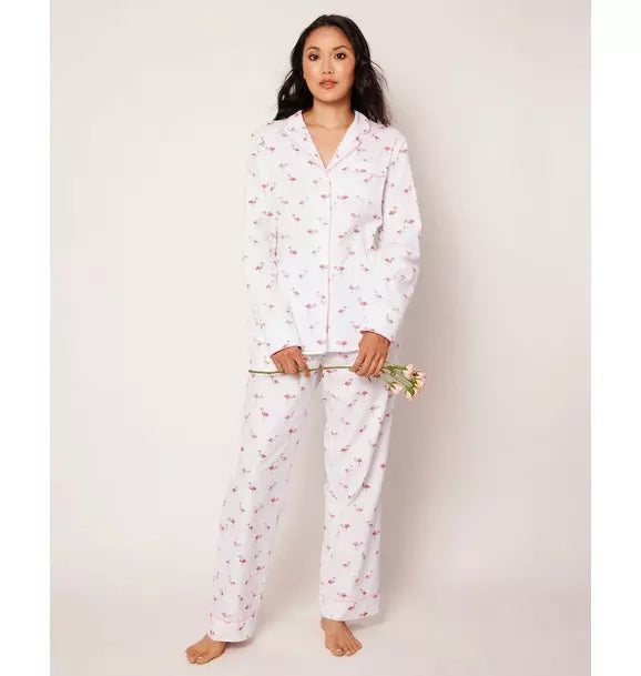 Women's Twill Pajama Set in Flamingos