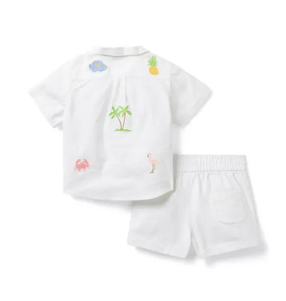 The Embroidered Cabana Matching Baby Set