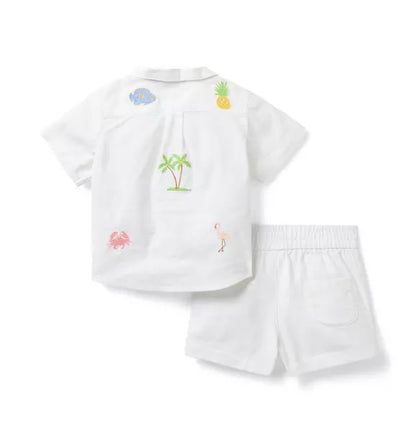 The Embroidered Cabana Matching Baby Set