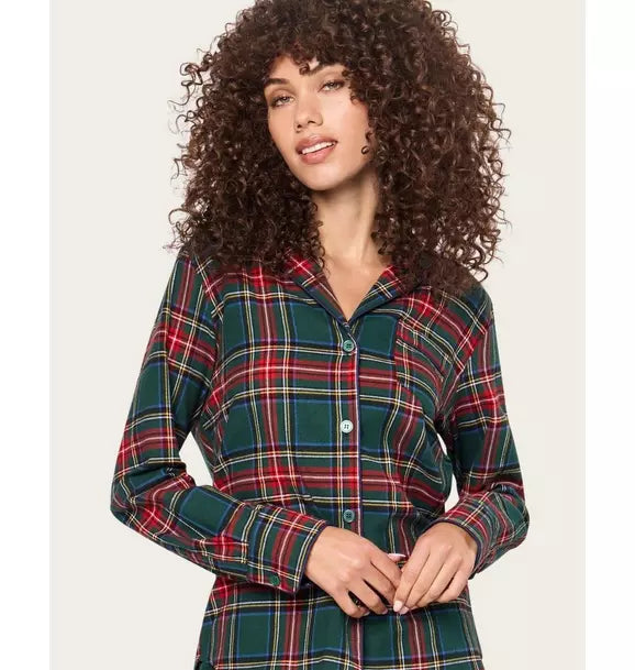 Women's Brushed Twill Pajama Set in Kensington Tartan