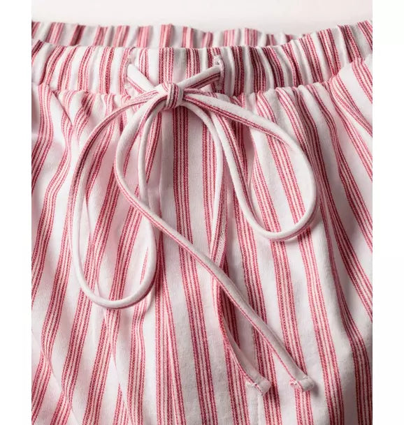 Women's Olivia Wide Leg Pima Pajama Set in Antique Red Ticking