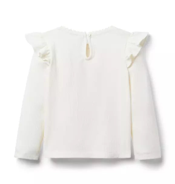 Ribbed Ruffle Shoulder Top