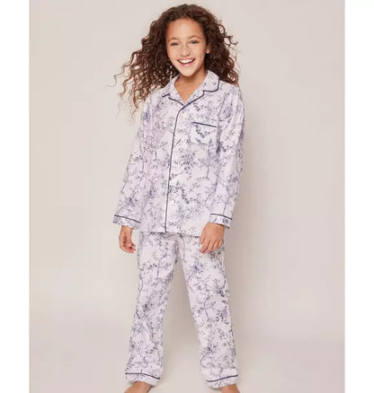Kid's Twill Pajama Set in Blue Timeless Toile