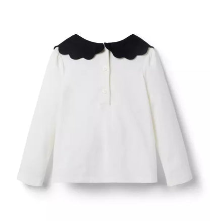 Scalloped Collar Top
