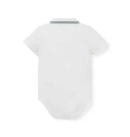 Baby Embroidered Dog Pique Polo Bodysuit