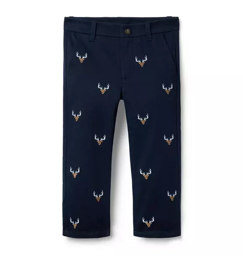 Embroidered Deer Pant