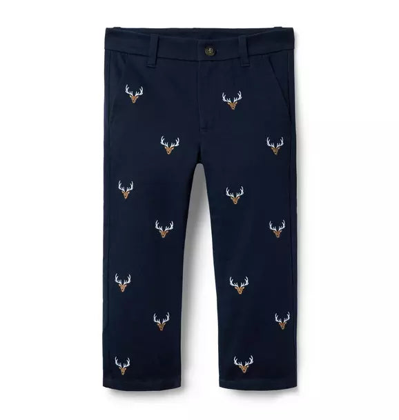 Embroidered Deer Pant