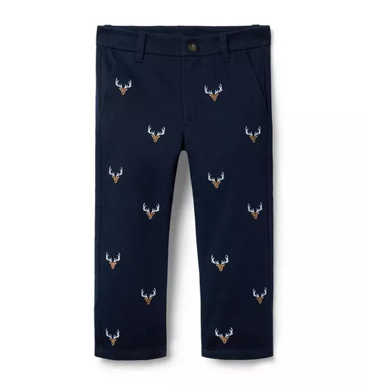 Embroidered Deer Pant