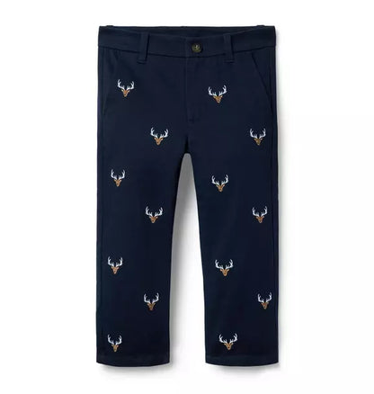 Embroidered Deer Pant