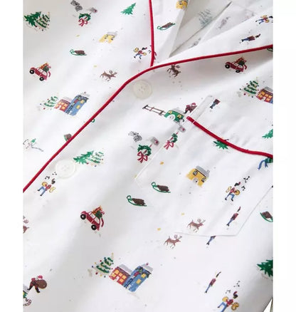 Men's Twill Pajama Set in Holiday Town