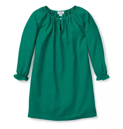 Children's Delphine Nightgown in Green Flannel