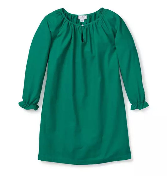 Children's Delphine Nightgown in Green Flannel