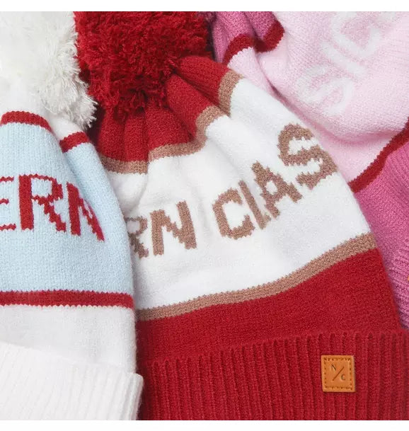 Knit Pom Hat in Rose Pink and Ballerina Pink