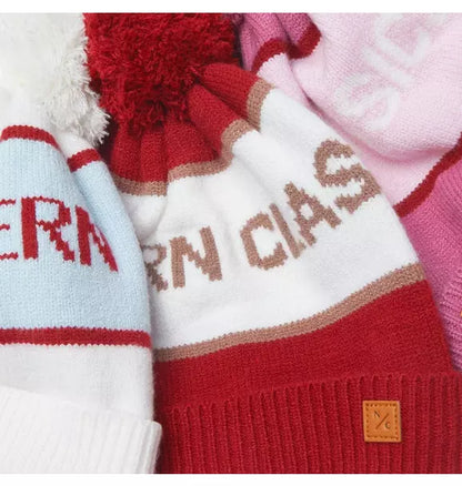 Knit Pom Hat in Rose Pink and Ballerina Pink