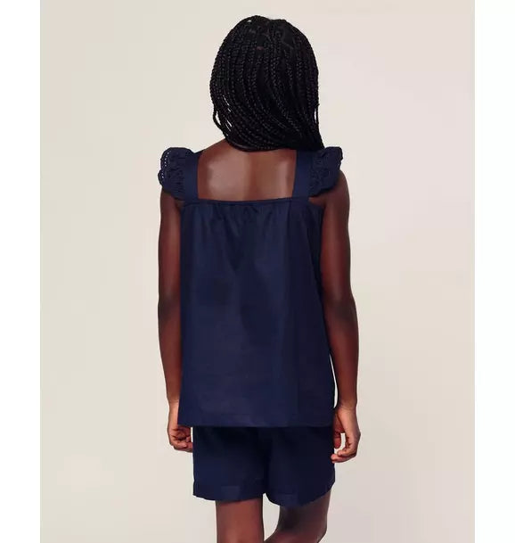 Girl's Twill Clara Short Set in Navy